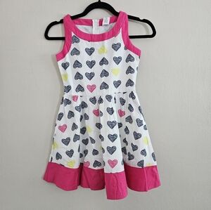 NWT Gymboree Girls White Pink Yellow Heart Sundress 100% Cotton Summer Size 8